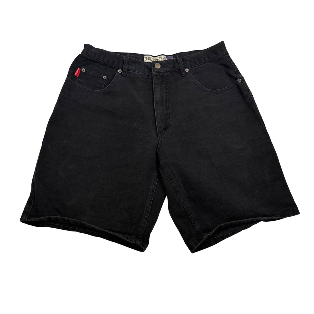 Vintage Bugle Boy Jeans 750 Black Denim Shorts Mens 36W Relaxed Fit 100% Cotton